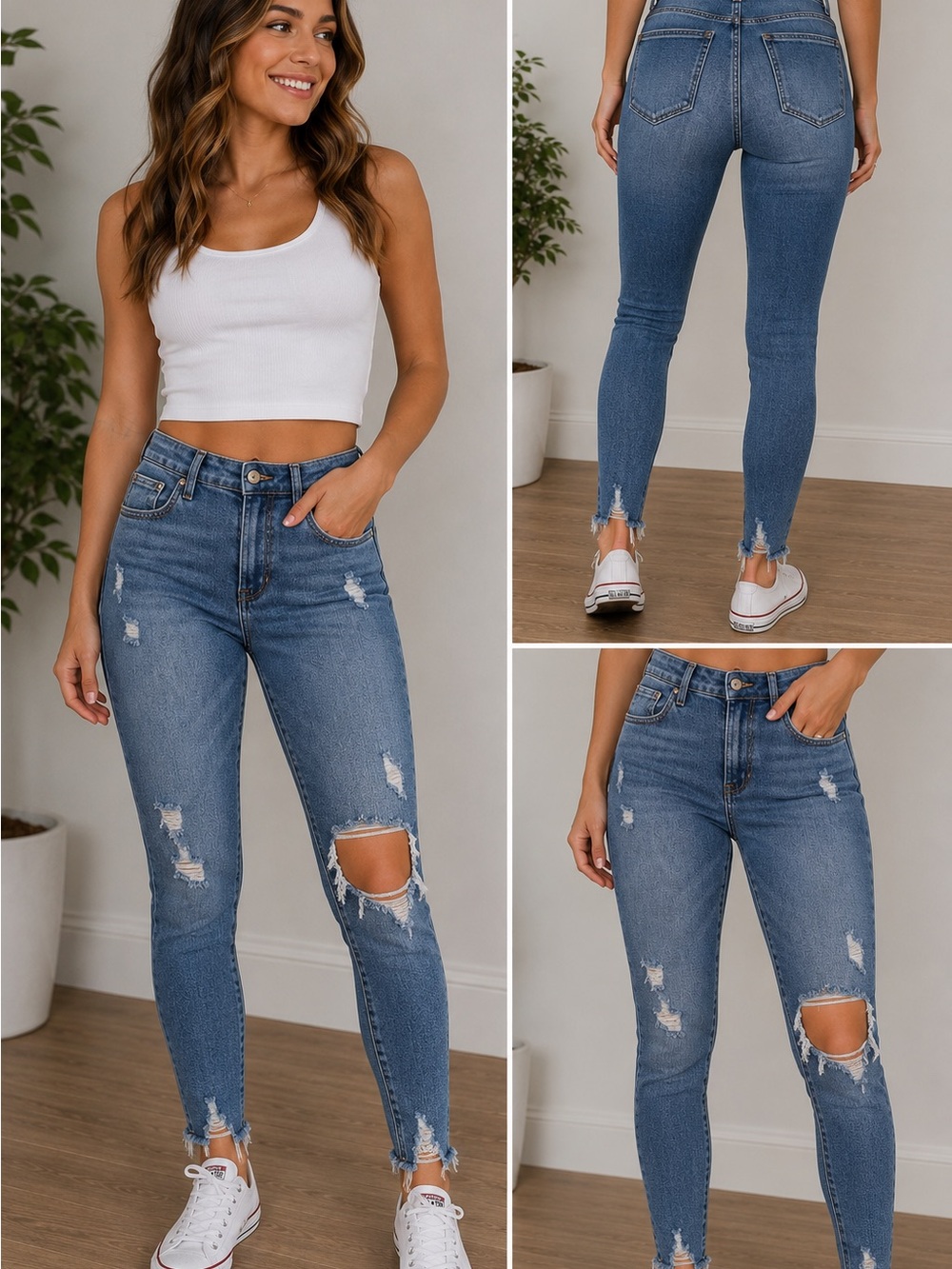 RE Generation Meadow Distressed High-Rise Skinny Jeans Size 7/28